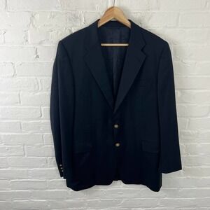 Hickey Freeman Men's Cashmere Wool Button Front Blazer Long Sleeve Black SZ 44R